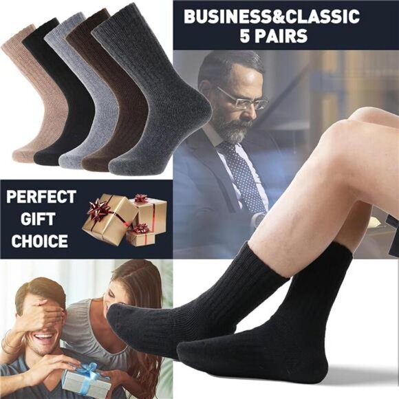 Men Merino Wool Socks Super Thick Thermal Hiking Winter Warm Boot Heavy Soft - Picture 6 of 14